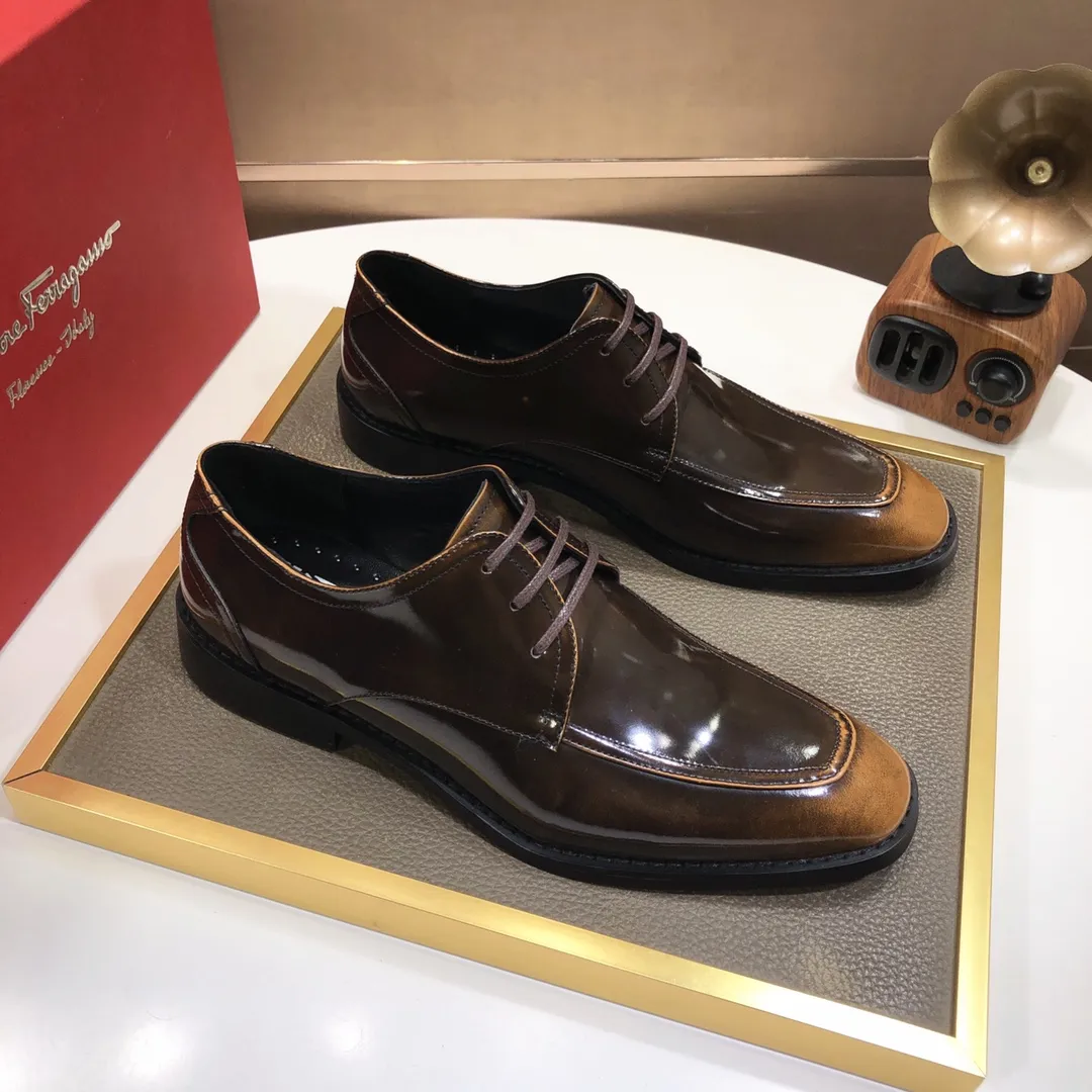 Men's shoes 💰480💰[Ferragamo/Ferragamo] The latest model in the counter, original imported cowhide fabric + sheepskin lining + original luxury metal buckle + original combination outsole, no pressure in comparison 38--44 (custom-made for 45, non-refundable)